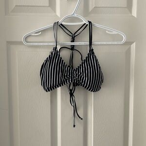 Black and white striped bikini top